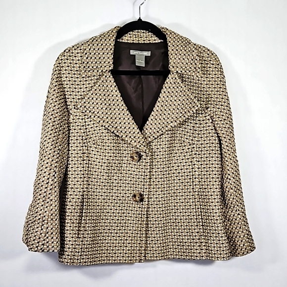 Ann Taylor Women's Brown Wool-Cotton Blend Button-Up Jacket Size 6 - Picture 1 of 9